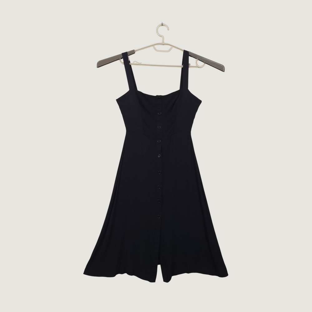 Reformation Persimmon A-line Dress Black Square Neck Size 0 Whimsgoth LBD Preppy